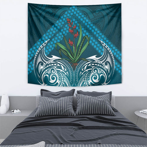 Rongoa Maori New Zealand Harakeke Tapestry NZ Weaving Pattern Dark Teal