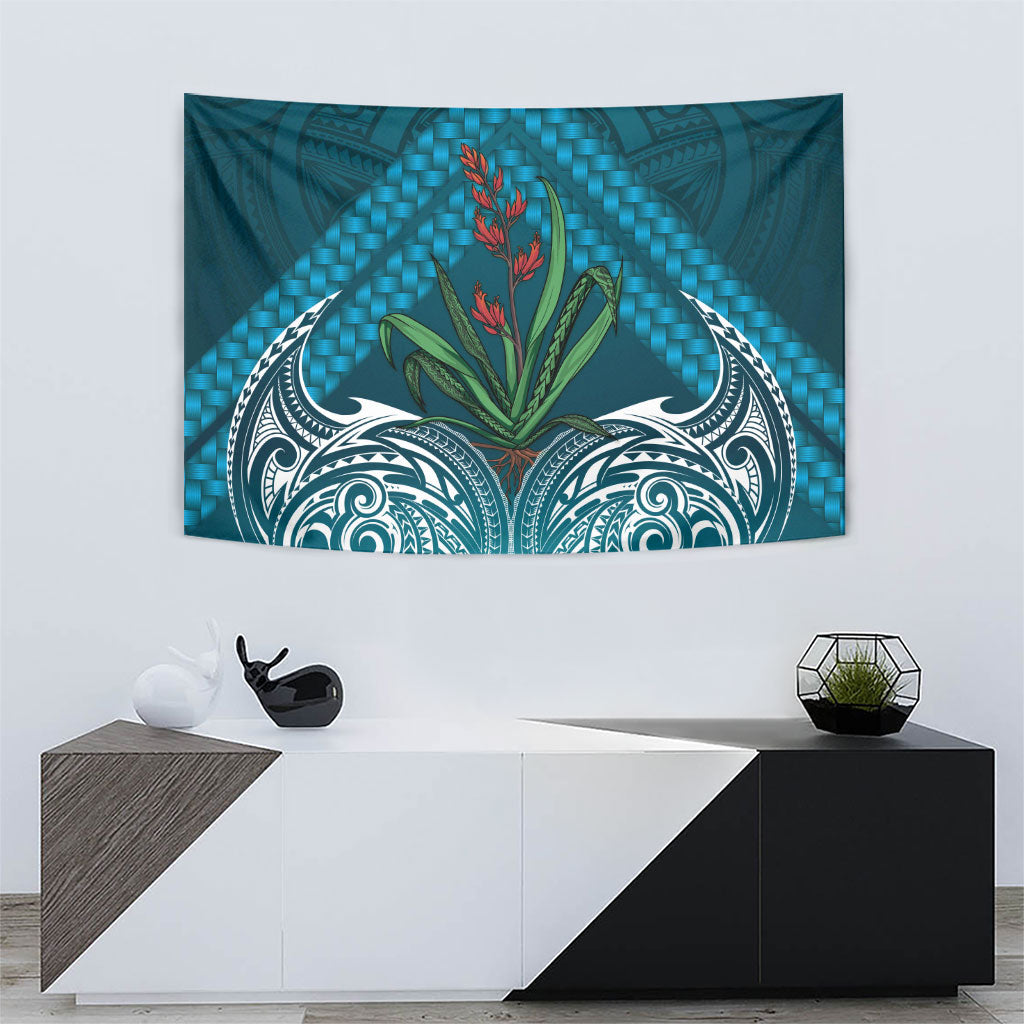 Rongoa Maori New Zealand Harakeke Tapestry NZ Weaving Pattern Dark Teal