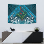 Rongoa Maori New Zealand Harakeke Tapestry NZ Weaving Pattern Dark Teal