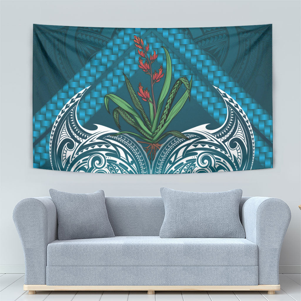 Rongoa Maori New Zealand Harakeke Tapestry NZ Weaving Pattern Dark Teal
