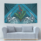 Rongoa Maori New Zealand Harakeke Tapestry NZ Weaving Pattern Dark Teal