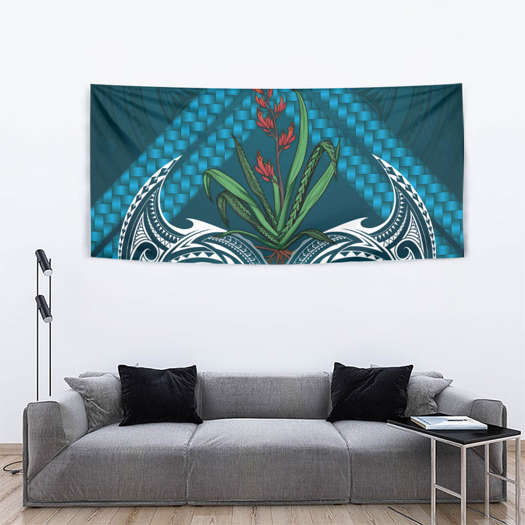 Rongoa Maori New Zealand Harakeke Tapestry NZ Weaving Pattern Dark Teal