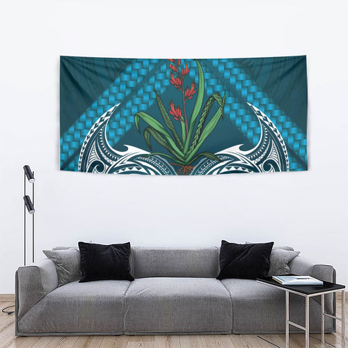 Rongoa Maori New Zealand Harakeke Tapestry NZ Weaving Pattern Dark Teal