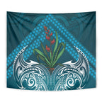 Rongoa Maori New Zealand Harakeke Tapestry NZ Weaving Pattern Dark Teal