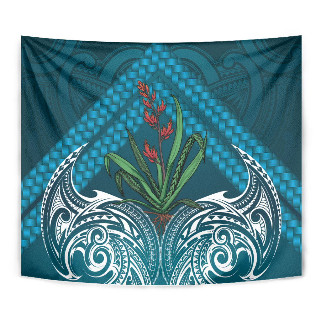 Rongoa Maori New Zealand Harakeke Tapestry NZ Weaving Pattern Dark Teal