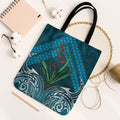 Rongoa Maori New Zealand Harakeke Tote Bag NZ Weaving Pattern Dark Teal