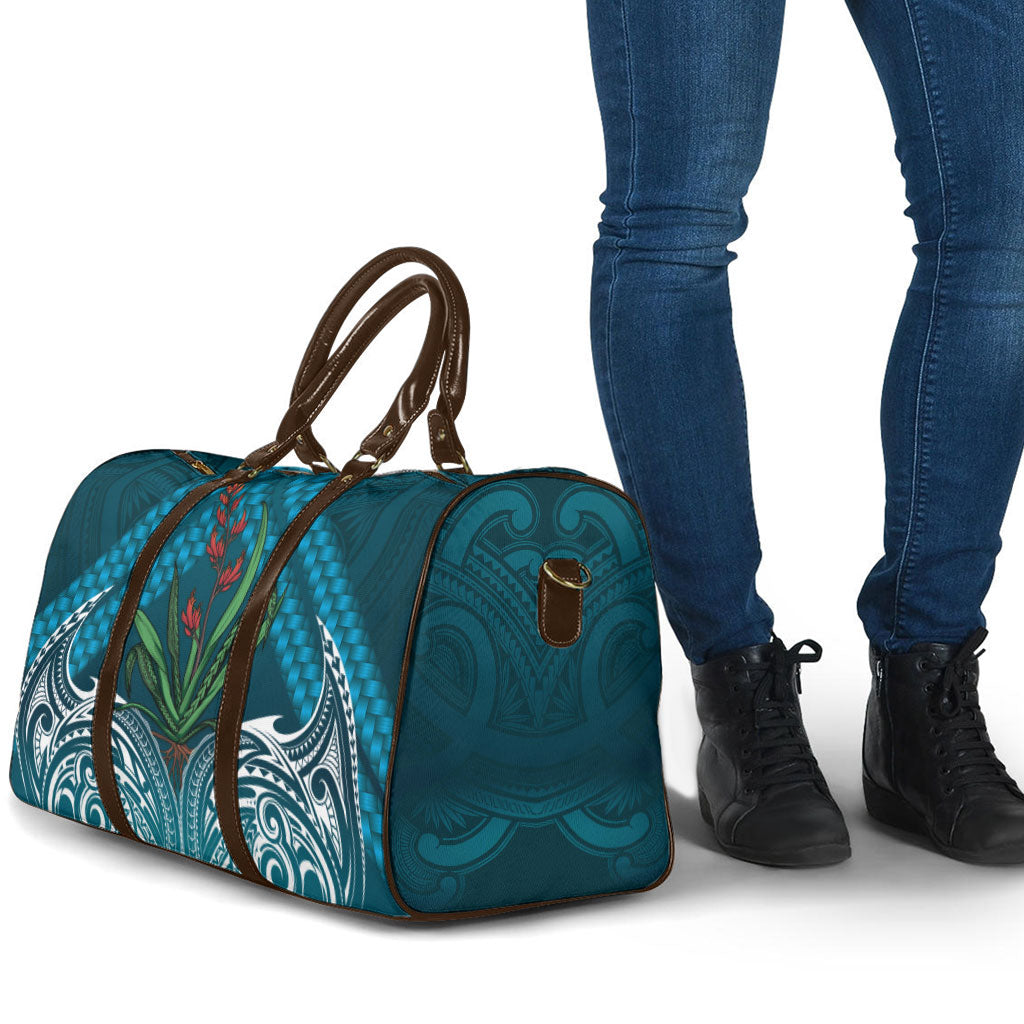 Rongoa Maori New Zealand Harakeke Travel Bag NZ Weaving Pattern Dark Teal