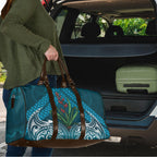 Rongoa Maori New Zealand Harakeke Travel Bag NZ Weaving Pattern Dark Teal