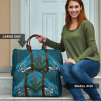 Rongoa Maori New Zealand Harakeke Travel Bag NZ Weaving Pattern Dark Teal