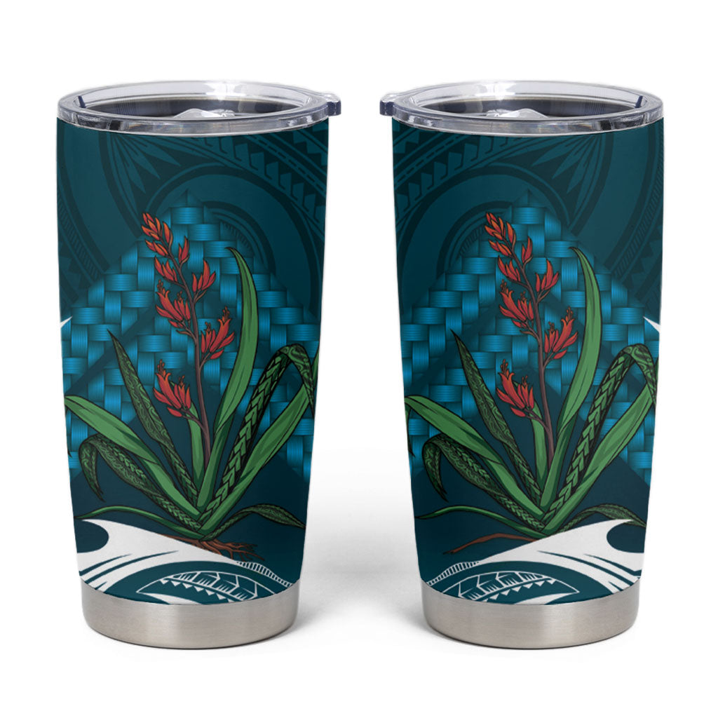 Rongoa Maori New Zealand Harakeke Tumbler Cup NZ Weaving Pattern Dark Teal