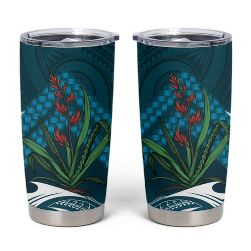Rongoa Maori New Zealand Harakeke Tumbler Cup NZ Weaving Pattern Dark Teal