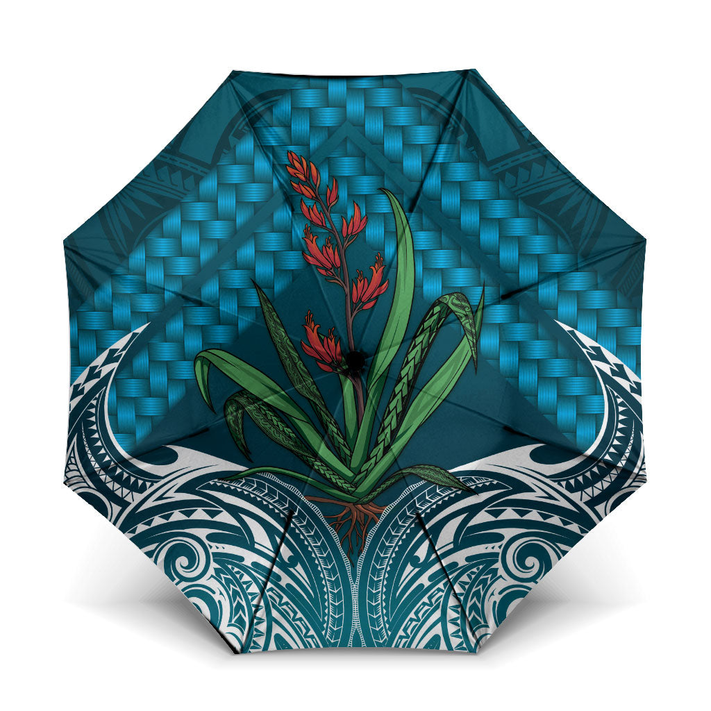 Rongoa Maori New Zealand Harakeke Umbrella NZ Weaving Pattern Dark Teal