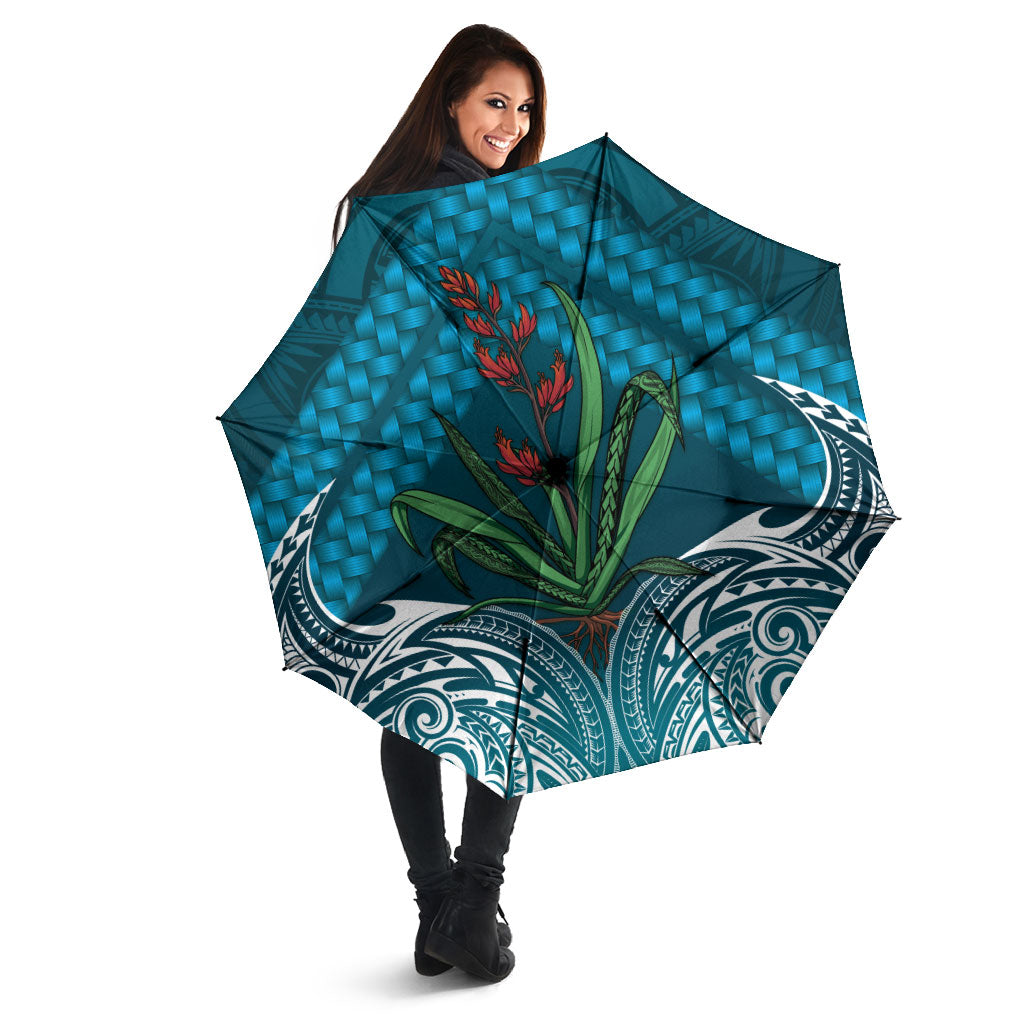 Rongoa Maori New Zealand Harakeke Umbrella NZ Weaving Pattern Dark Teal