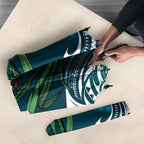 Rongoa Maori New Zealand Harakeke Umbrella NZ Weaving Pattern Dark Teal