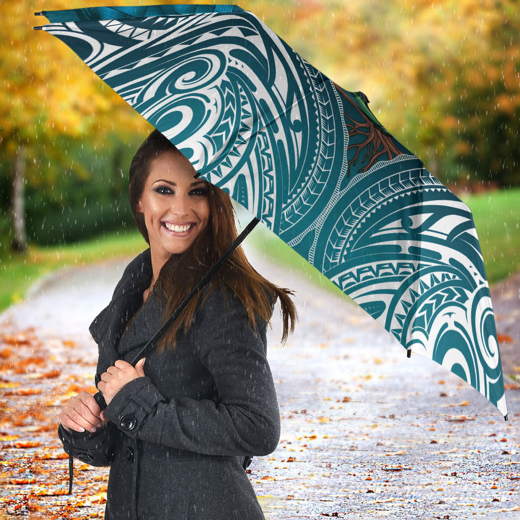 Rongoa Maori New Zealand Harakeke Umbrella NZ Weaving Pattern Dark Teal