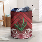 Rongoa Maori New Zealand Harakeke Laundry Basket NZ Weaving Pattern Red
