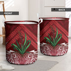 Rongoa Maori New Zealand Harakeke Laundry Basket NZ Weaving Pattern Red