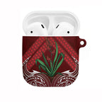 Rongoa Maori New Zealand Harakeke AirPods Case NZ Weaving Pattern Red