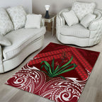 Rongoa Maori New Zealand Harakeke Area Rug NZ Weaving Pattern Red