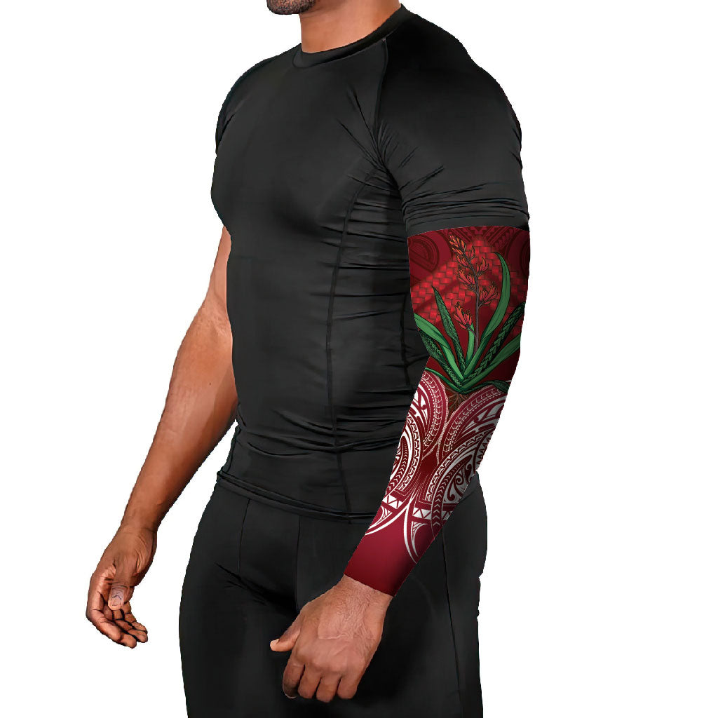 Rongoa Maori New Zealand Harakeke Arm Sleeves NZ Weaving Pattern Red