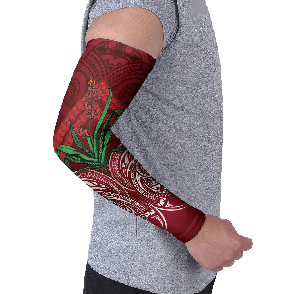 Rongoa Maori New Zealand Harakeke Arm Sleeves NZ Weaving Pattern Red