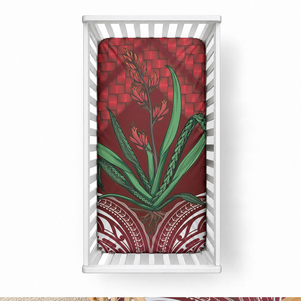Rongoa Maori New Zealand Harakeke Baby Bed Cover NZ Weaving Pattern Red