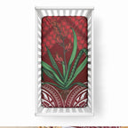 Rongoa Maori New Zealand Harakeke Baby Bed Cover NZ Weaving Pattern Red