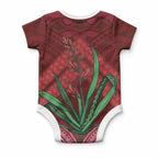 Rongoa Maori New Zealand Harakeke Baby Onesie NZ Weaving Pattern Red