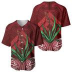Rongoa Maori New Zealand Harakeke Baseball Jersey NZ Weaving Pattern Red
