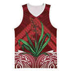 Rongoa Maori New Zealand Harakeke Basketball Jersey NZ Weaving Pattern Red