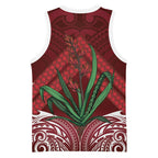 Rongoa Maori New Zealand Harakeke Basketball Jersey NZ Weaving Pattern Red