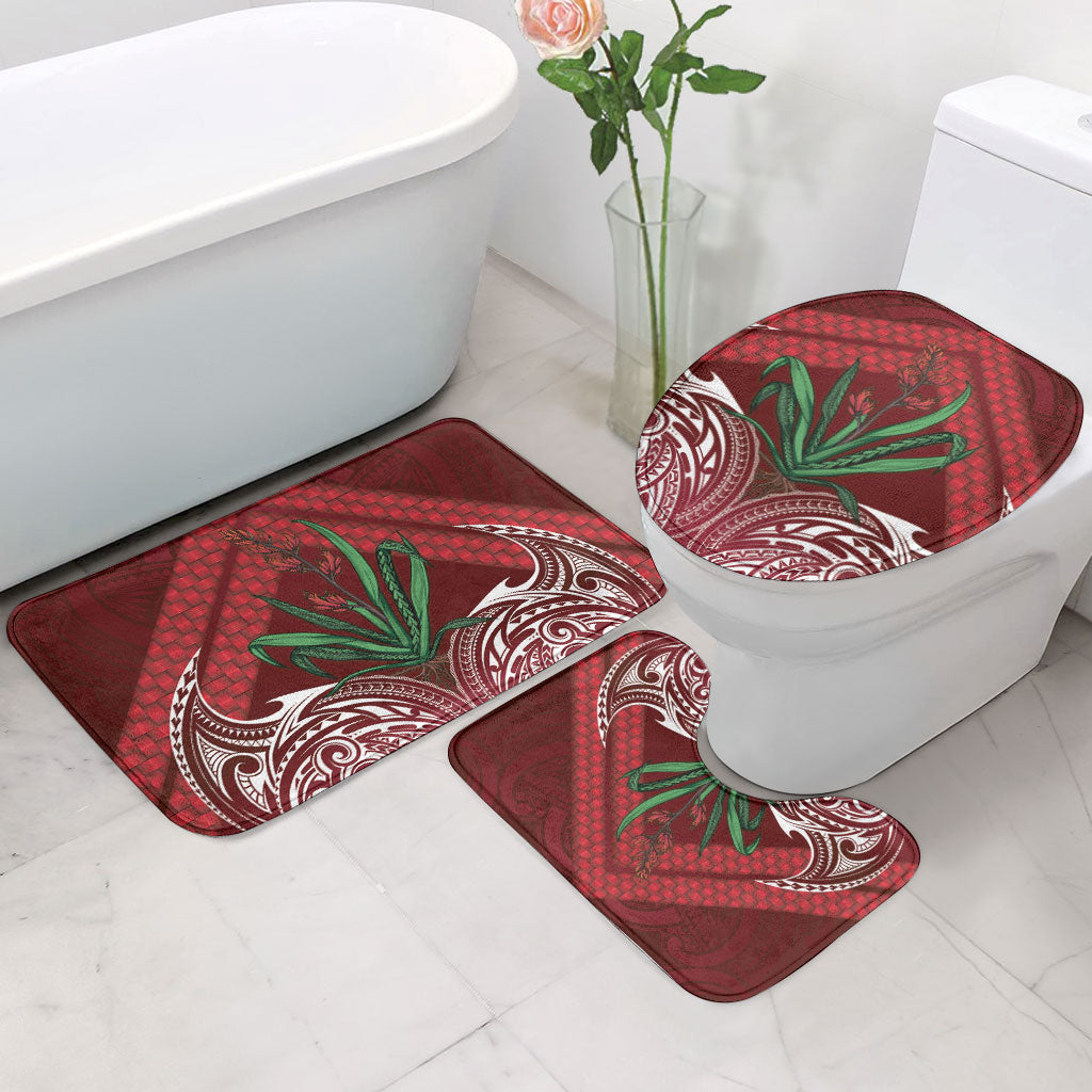 Rongoa Maori New Zealand Harakeke Bathroom Set NZ Weaving Pattern Red