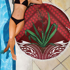 Rongoa Maori New Zealand Harakeke Beach Blanket NZ Weaving Pattern Red
