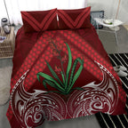 Rongoa Maori New Zealand Harakeke Bedding Set NZ Weaving Pattern Red
