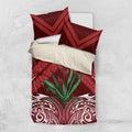 Rongoa Maori New Zealand Harakeke Bedding Set NZ Weaving Pattern Red