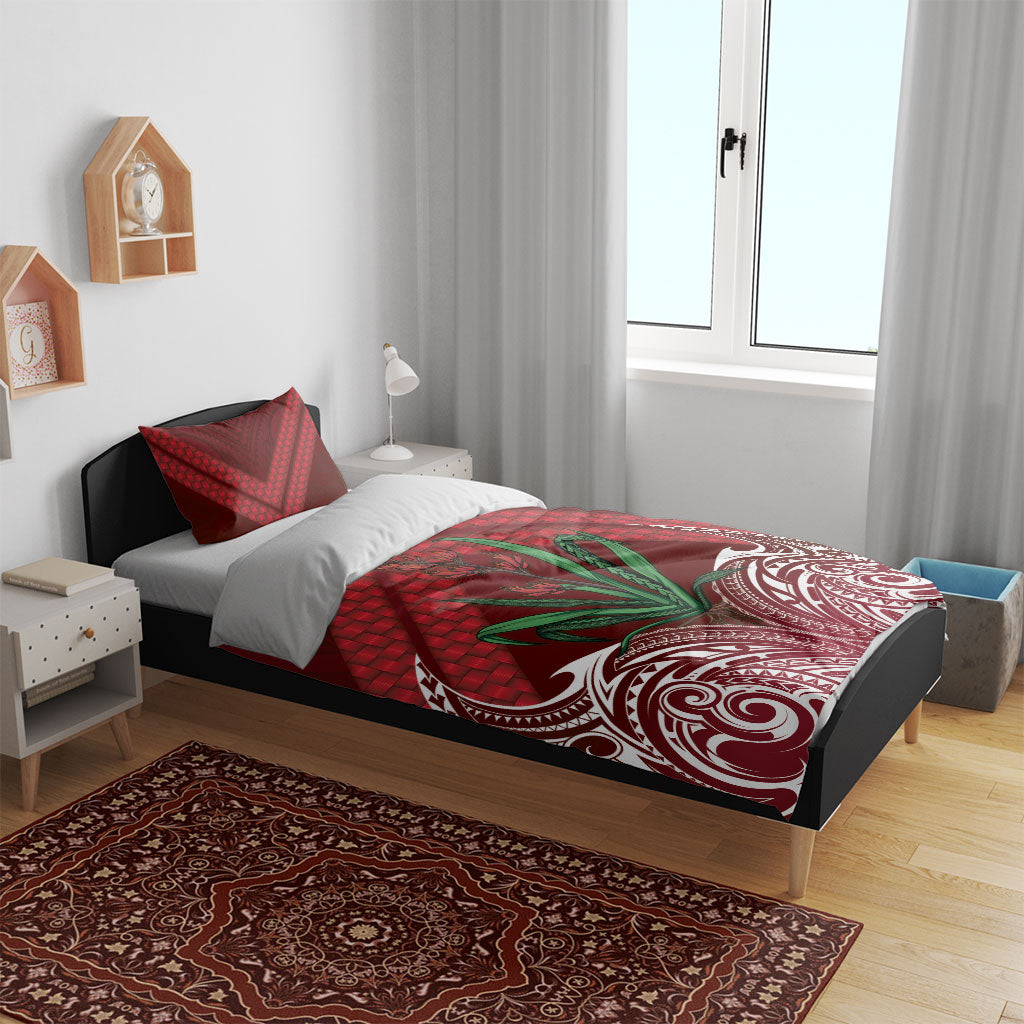 Rongoa Maori New Zealand Harakeke Bedding Set NZ Weaving Pattern Red