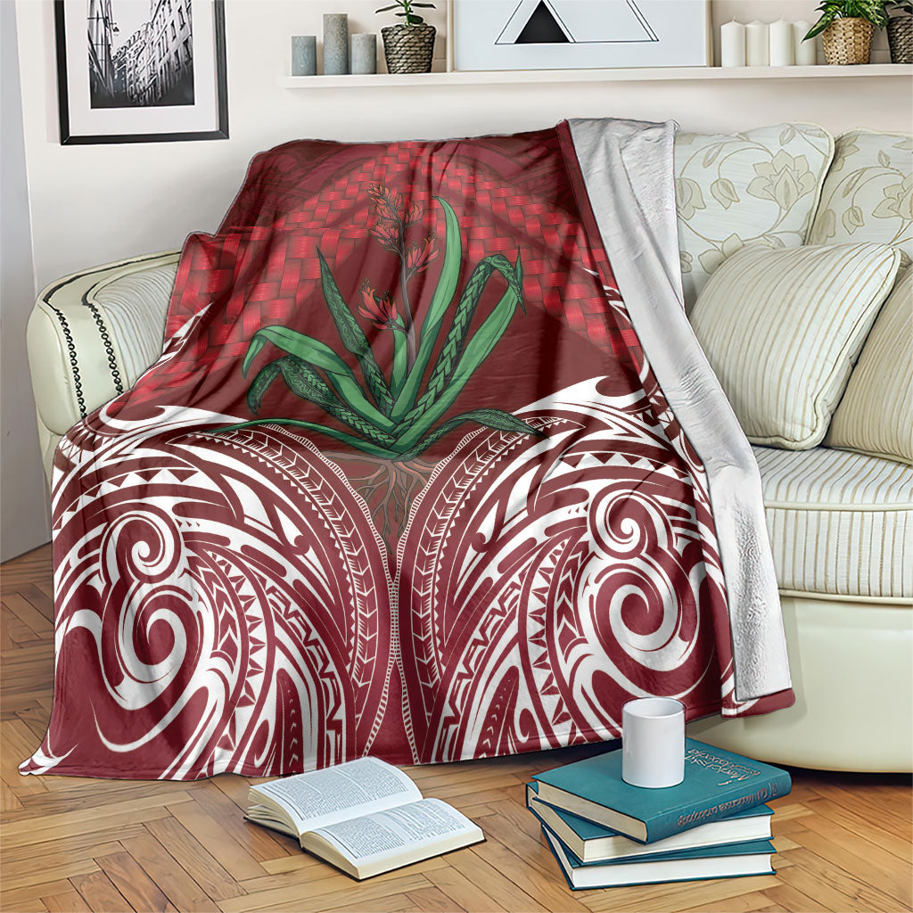 Rongoa Maori New Zealand Harakeke Blanket NZ Weaving Pattern Red