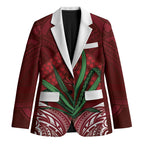 Rongoa Maori New Zealand Harakeke Blazer NZ Weaving Pattern Red