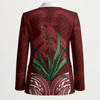 Rongoa Maori New Zealand Harakeke Blazer NZ Weaving Pattern Red