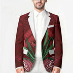 Rongoa Maori New Zealand Harakeke Blazer NZ Weaving Pattern Red