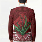 Rongoa Maori New Zealand Harakeke Blazer NZ Weaving Pattern Red