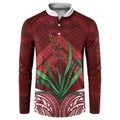 Rongoa Maori New Zealand Harakeke Button Sweatshirt NZ Weaving Pattern Red