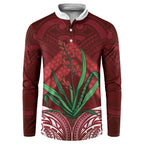 Rongoa Maori New Zealand Harakeke Button Sweatshirt NZ Weaving Pattern Red