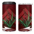 Rongoa Maori New Zealand Harakeke 4 in 1 Can Cooler Tumbler NZ Weaving Pattern Red