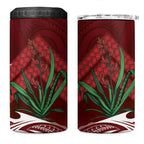Rongoa Maori New Zealand Harakeke 4 in 1 Can Cooler Tumbler NZ Weaving Pattern Red