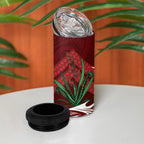 Rongoa Maori New Zealand Harakeke 4 in 1 Can Cooler Tumbler NZ Weaving Pattern Red