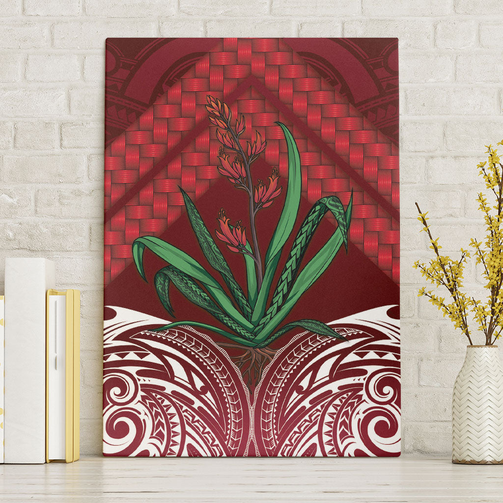 Rongoa Maori New Zealand Harakeke Canvas Wall Art NZ Weaving Pattern Red