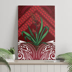 Rongoa Maori New Zealand Harakeke Canvas Wall Art NZ Weaving Pattern Red