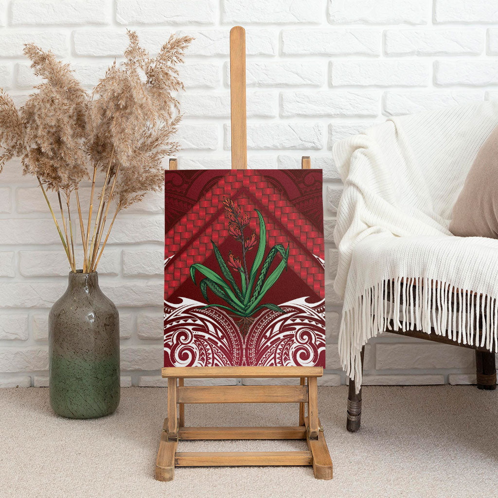 Rongoa Maori New Zealand Harakeke Canvas Wall Art NZ Weaving Pattern Red