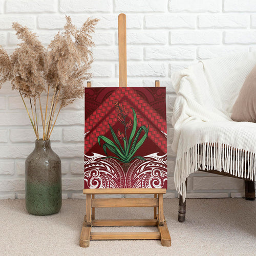 Rongoa Maori New Zealand Harakeke Canvas Wall Art NZ Weaving Pattern Red